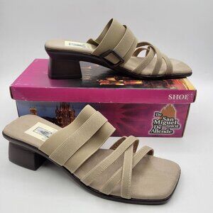 San Miguel Shoes Women's 7 Cocktail Combat Sandals Tan Beige Slip On Comfort NWB